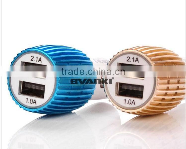 2016 Premium Aluminum Alloy 5V 2.4A Smart IQ Fast Charge USB Car Charger for android mobile phone by alibaba express free sample