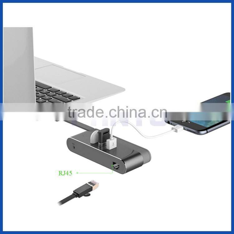 USB 3.0 to 3 ports USB 3.0 hub with RJ45 10/100/1000Mbps Gigabit lan adapter