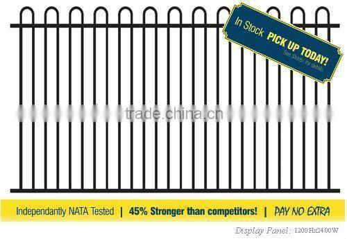 Arched spear top fence for swimming pool security