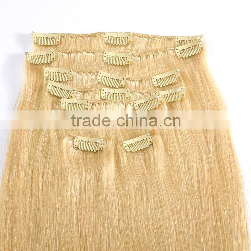 2016Wholesale Virgin Human Hair Clip In Hair Extension, Unprocessed Brazilian Human Hair Clip In Hair Extension