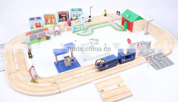 top sale wooden train toy play tive 80 pcs toys train OEM wooden toys rail train for kids EZ5115