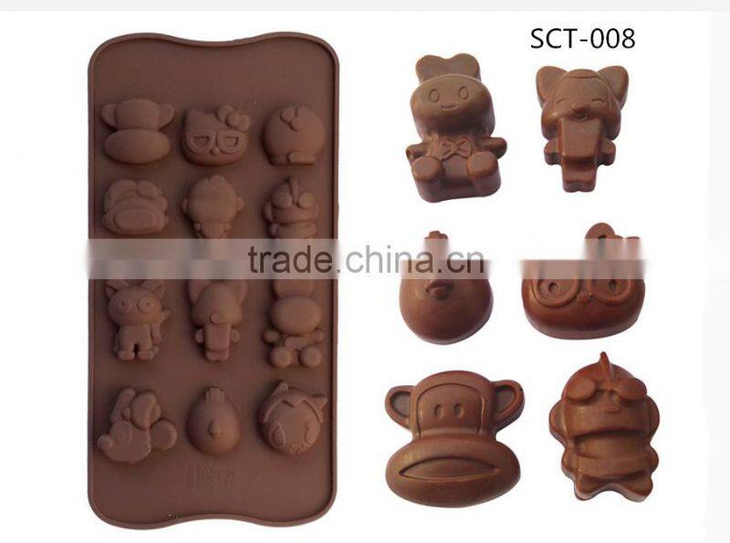 2016 Hot sale food grade FDA and LFGB Cute animal of pig shape silicone chocolate mould and ice cube tray