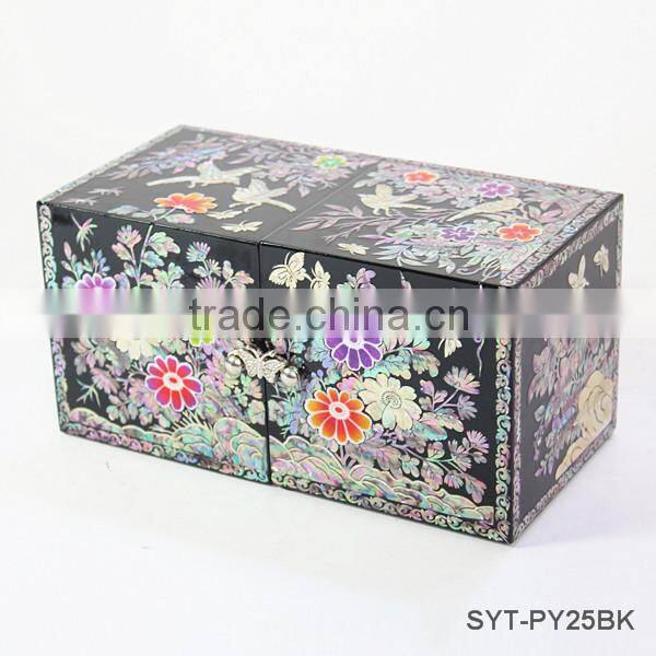High end mother of pearl drawer wooden jewelry boxes with lock