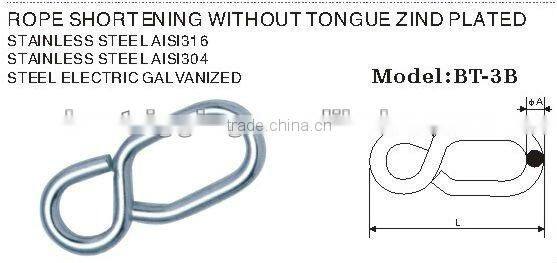 Stainless Steel AISI 304 316 Wire Rope 8 Shaped Hook Snap Hook ,Spring Hook in Carabiner Rigging