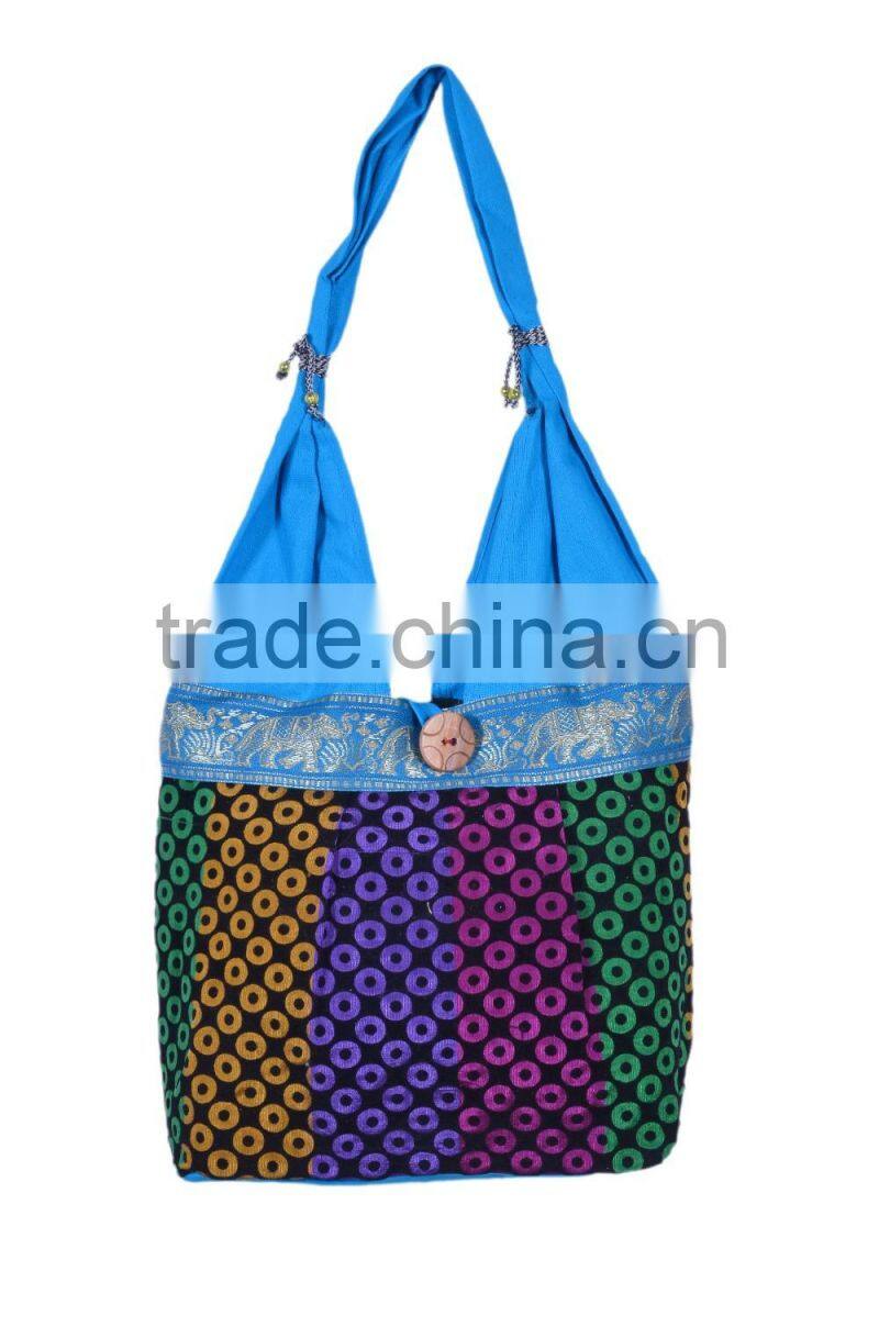 Cotton Fabric Multicolored Shoulder Bag