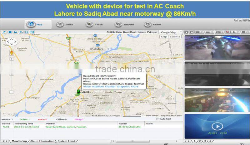 Richmor Phone Monitor 4CH 3G Car DVR With GPS Tracker For Bus