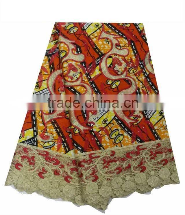 new arrival multiolor design African real hollandais wax with guipure cupion lace