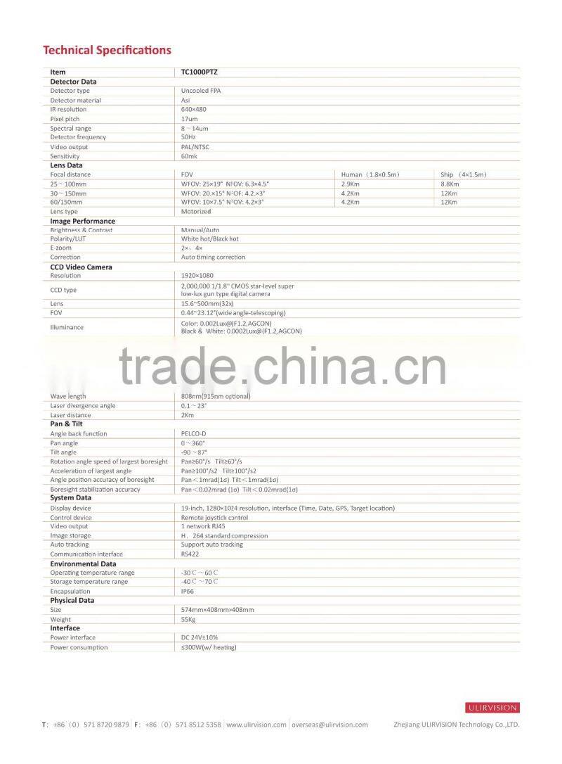 Thermal Imaging Turret TC1000PTZ Maritime Surveillance & Targeting System