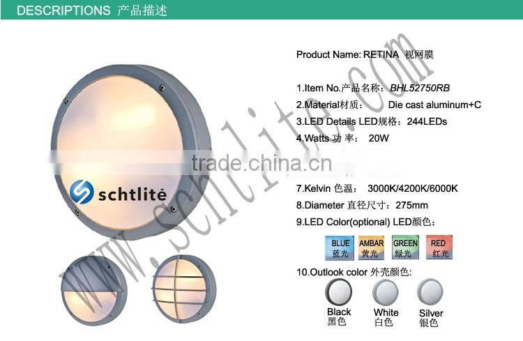 RETINA IP65 outdoor round Aluminum bulkhead wall light