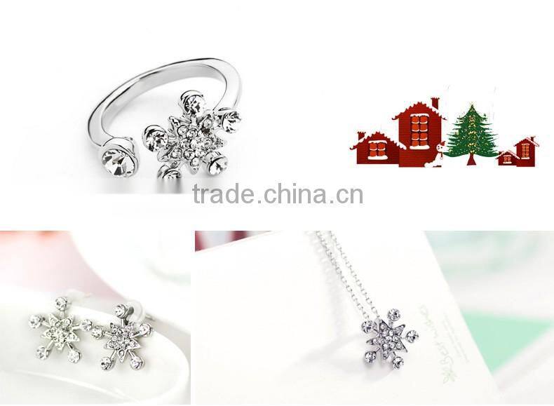 European and American fashion hot style Austrian crystal snowflake silver jewelry set 925