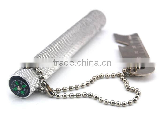 Survival Emergency metal flint magnesium fire starter with compass and bottle opener