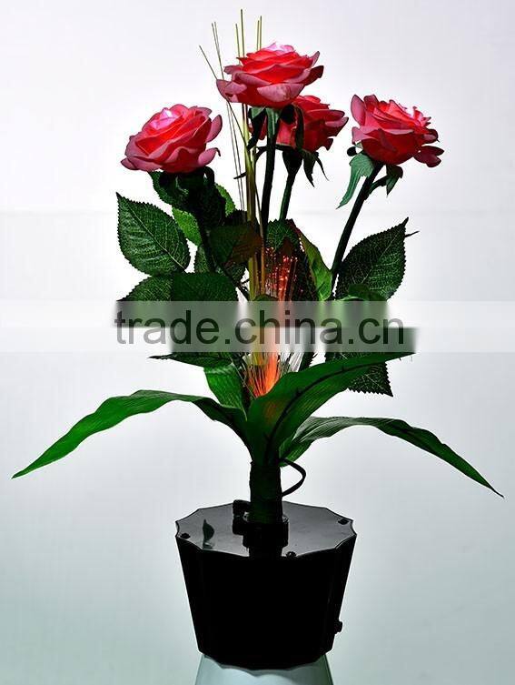 Rose PU flower with led can change color