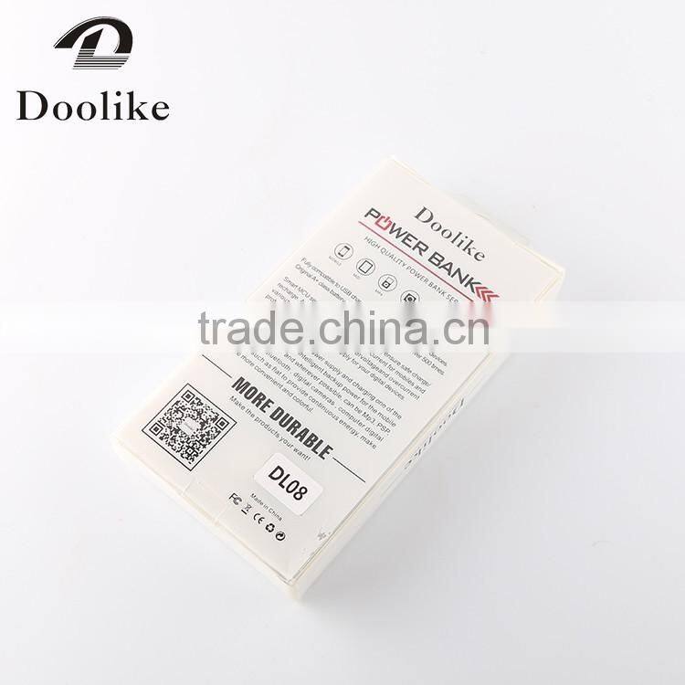 2016 Doolike Newest OEM/ODM Portable Mobile Power Bank For Phone 4000mA/6000mA/8000mA