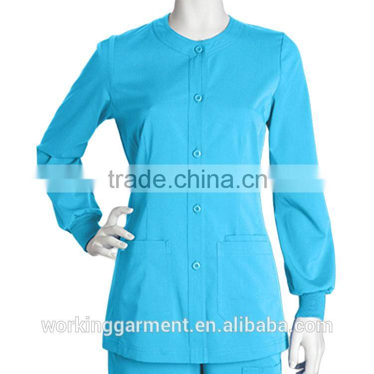 Wholesale OEM Hot Sale Fashion Newest Uniforms Women's Junior Warm Up Solid Scrub Jacket Nurse Uniform