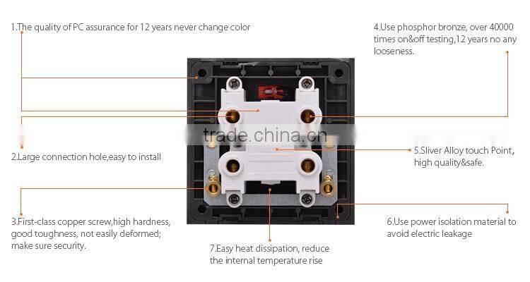 V0 fireproof PA with CE 45A air condition wall switch