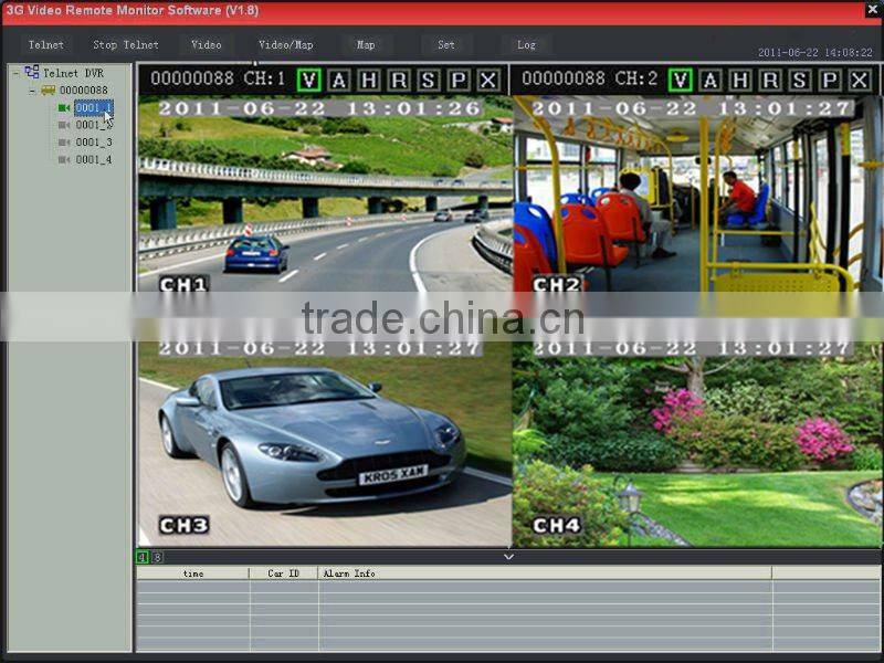 H.264 3G 4CH linux car DVR