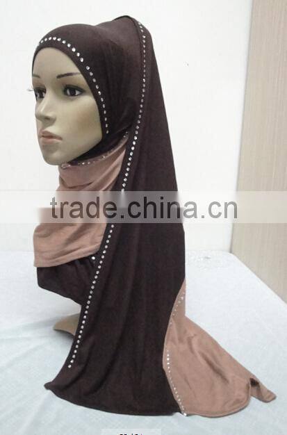 JL045a cotton jersey black with colors combine mulim scarf,muslim hijab