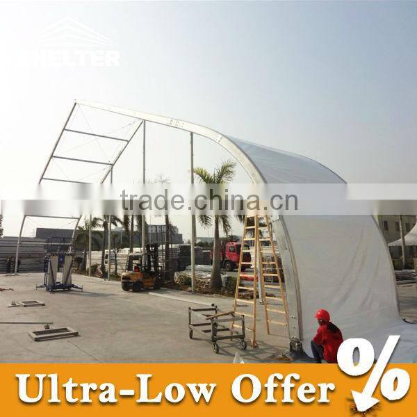 curved beam tent structure for outdoor movie events