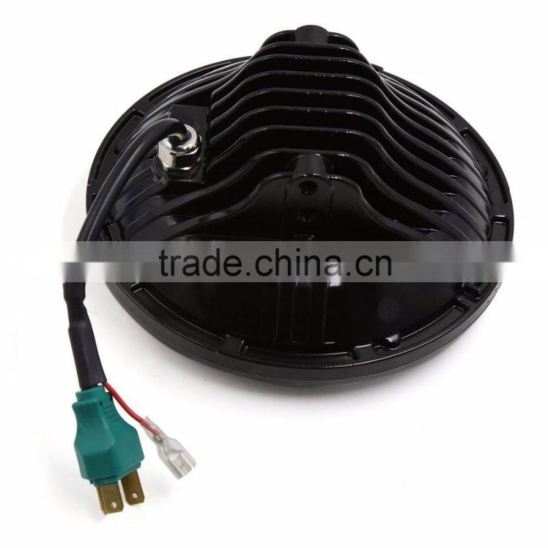 7inch 75W Round LED Headlight 6000LM Hi/Low Beam Head Light with Bulb DRL for Jeep Wrangler TJ LJ JK CJ-7 CJ-8 Scrambler Harley