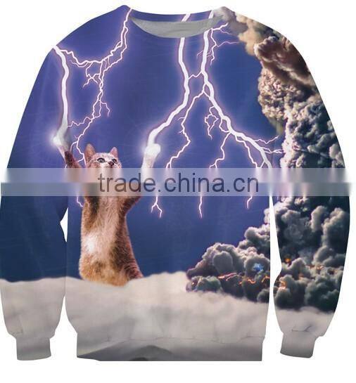 New Fashion 3D printed animal hero cat space galaxy funny spring pullover sweatshirts