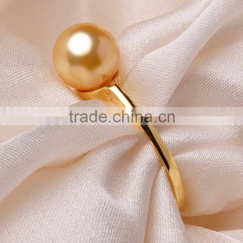 18k gold ring 7-7.5mm golden salt water akoya vintage pearl engagement ring