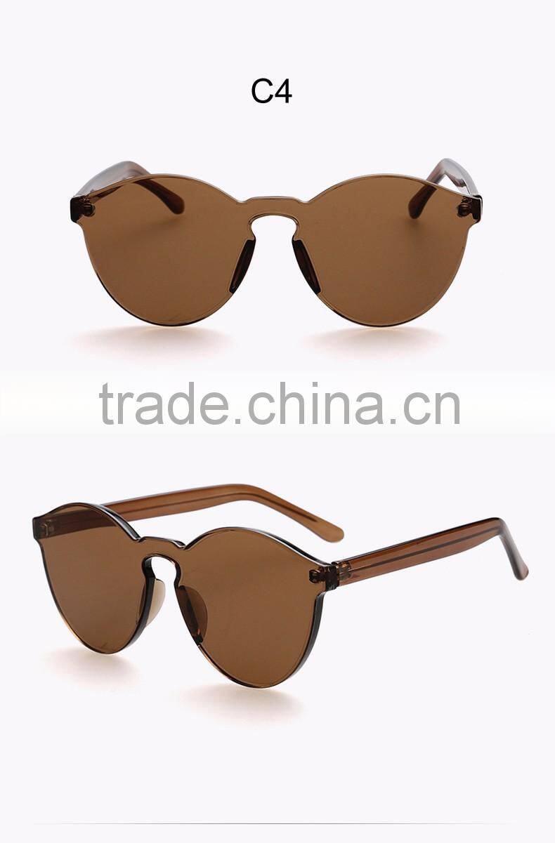 2016 Wholesale Rimless Sunglasses Women Brand Designer Cat Eye Shades Round Sun glasses Eyewear Integrated Lens UV400 CC0566