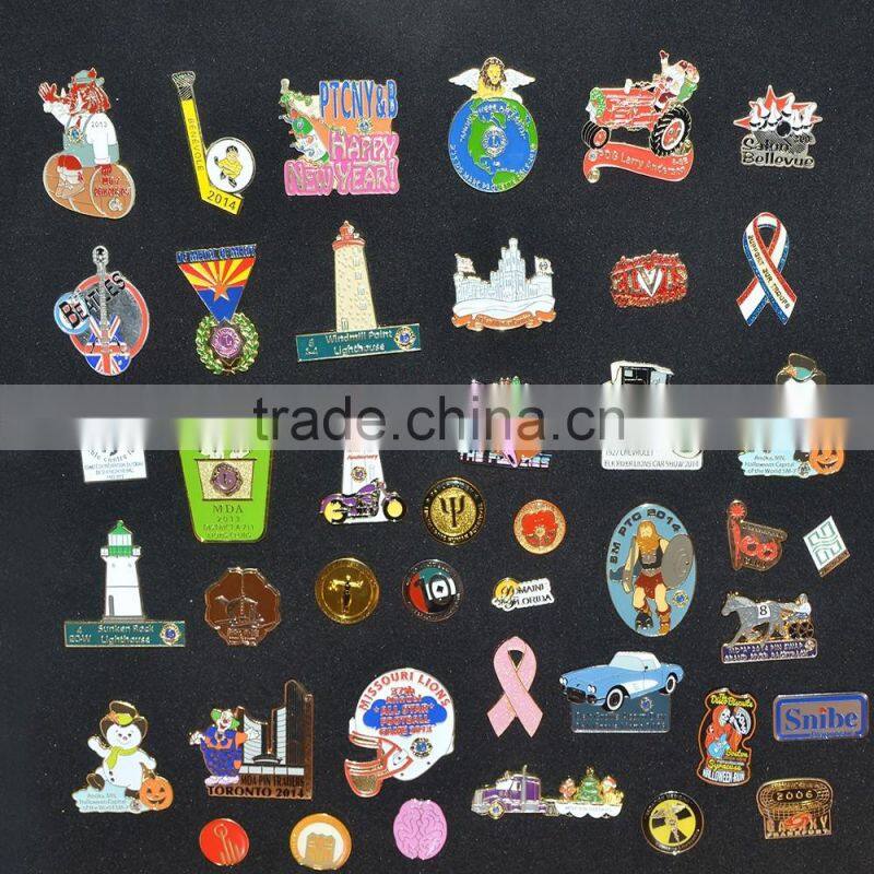 custom soft enamel gold plating metal round badge pin