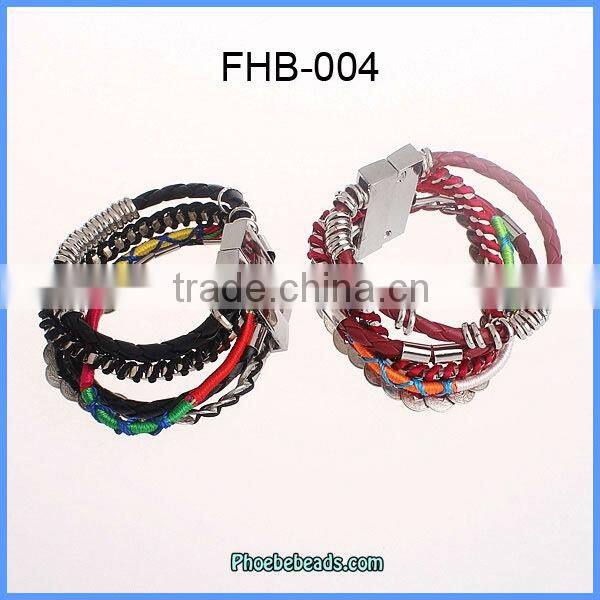 Wholesale Hot Sale Multilayer Brazilian Style Leather Magnetic Clasp Bracelets FHB-004B