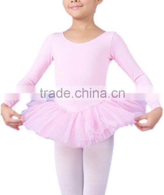 Long Sleeves Children Ballet Tutu for Girls, Pink/Black/White Ballet Dancing Skirt for kids, Made from Cotton