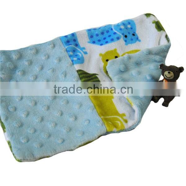 2016 ABC TEX High Quality Hippo Pattern Baby Security Super Soft Lt Blue Pillow Case