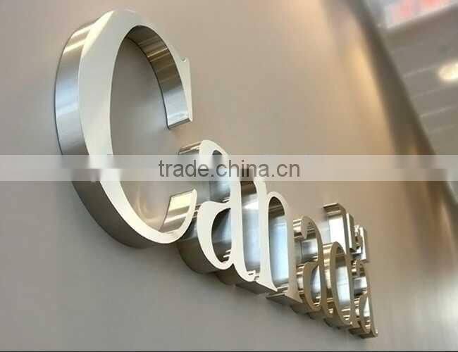 Anti-rust satin brushed 3d stainless steel letter / logo sign