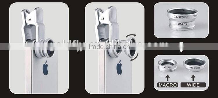 Fish eye universal 3 in 1 mobile phone chip lens fisheye wide angle macro camera for iphone 6s plus 5s/5 htc samsung S6 S5 S4