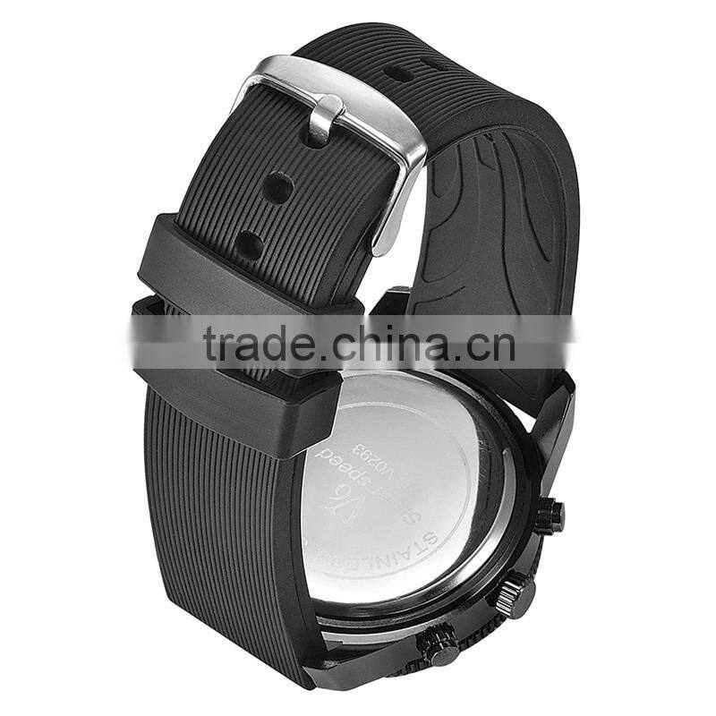 WJ-5425 best selling Alibaba black and white face trendy V6 silicone strap men sport watch