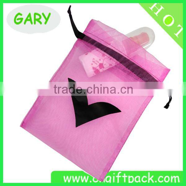 Pink organza gift packing bag Printed Black logo