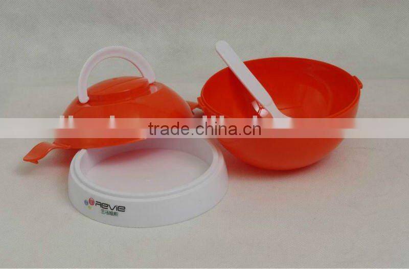 ball-shaped double layers plastic lunch box with handle(S & L)