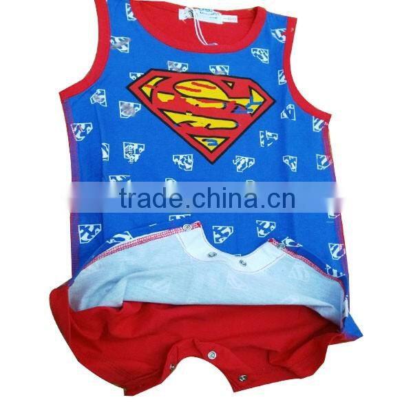 Comfortable designs soft baby sleeveless cotton jumpsuit