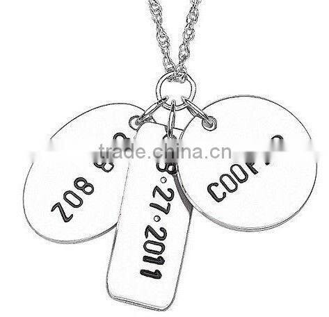 custom Stainless Steel Couple's Engraved Name Charm Pendant with 20" Chain