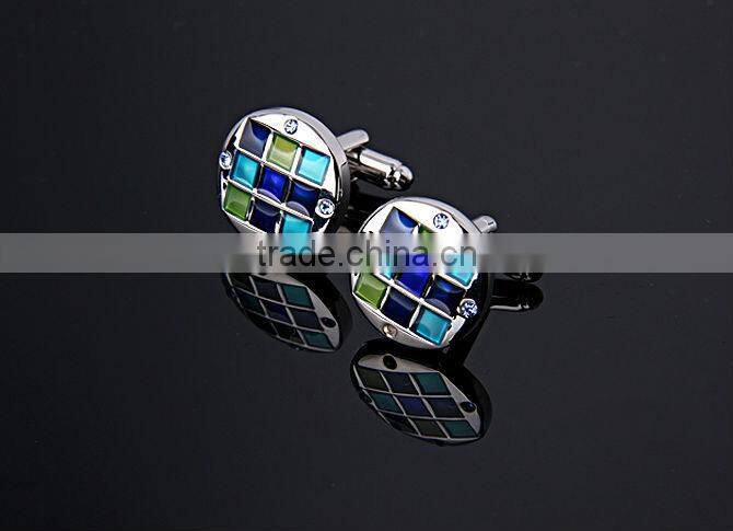 Promotion men's colouful enamelled cufflink and tie clip set