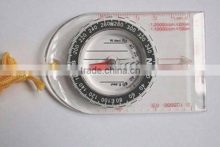 Outdoor sports gift plastic compass for kids hiking and camping with rope