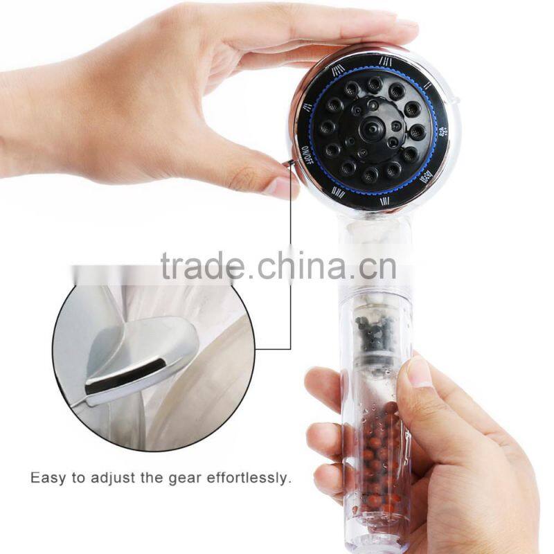 Filtered Hand Held Shower Head Filtration, High Pressure Rainfall Spa Water Saving, Negative Ionic Ion Flow Filter Handheld Show