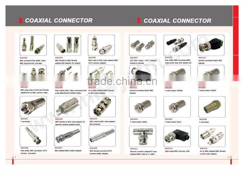 BNC plug male to RCA jack female adapter, AV to BNC camera video adapter