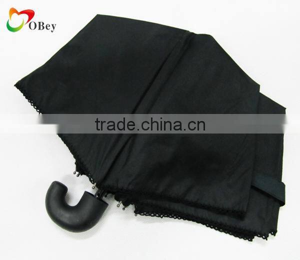 190T Pongee 3 fold umbrella