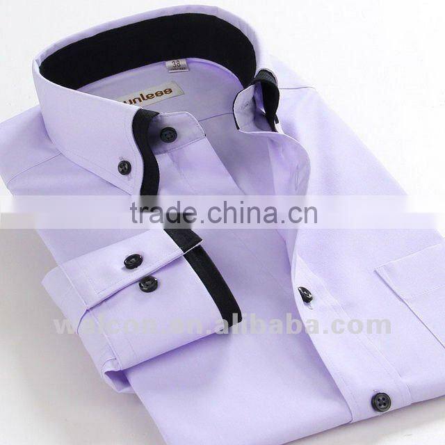 100% cotton stylish design Italian style long sleeve business dress purple fashion men shirt
