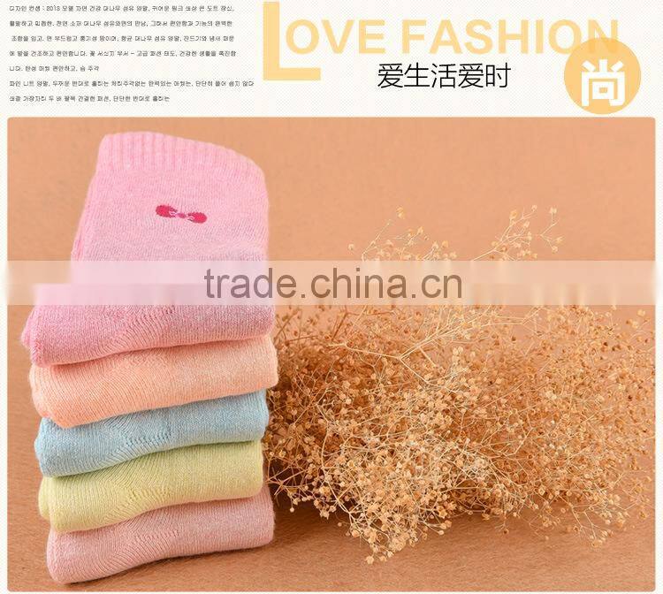 Embroidery bow socks warm thick Terry cotton thick line knitting socks china socks factory