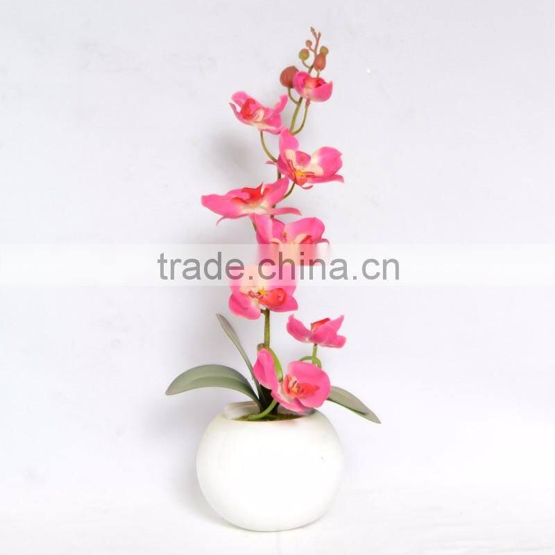 Artificial Silk Phalaenopsis Orchids Centerpiece in Ceramic Base