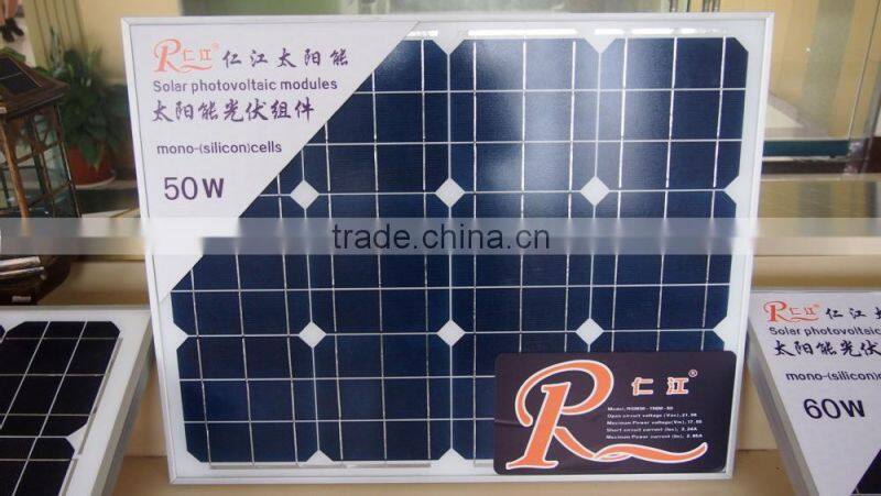 RJ Factory 18v mono solar cells pv module 50W Solar panel