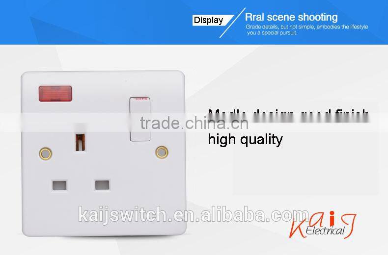 Bakelite white 13a uk 3 pin switch socket outlet with neon