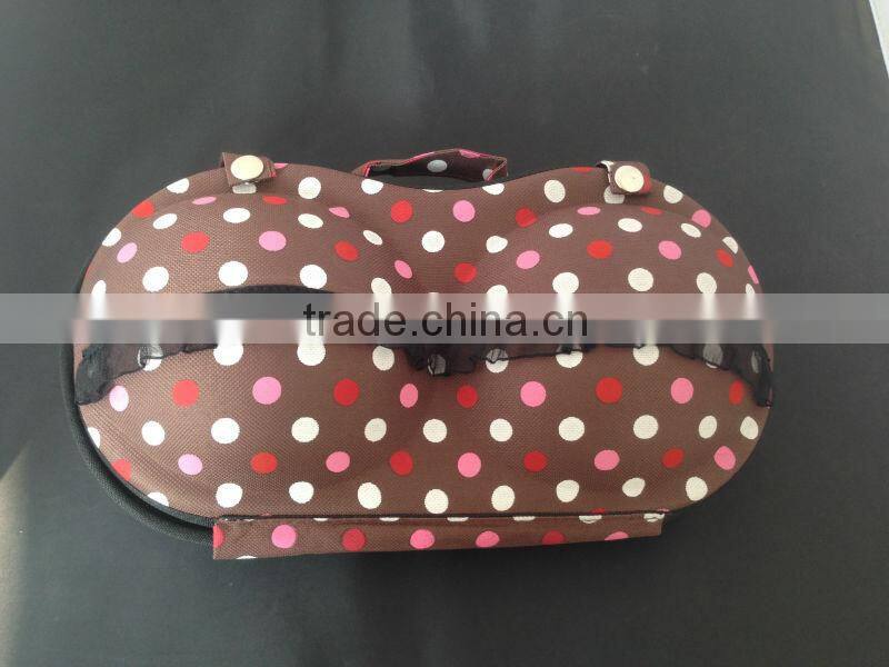 Coffee & red,pink and white points Travel EVA bra Bag with hang