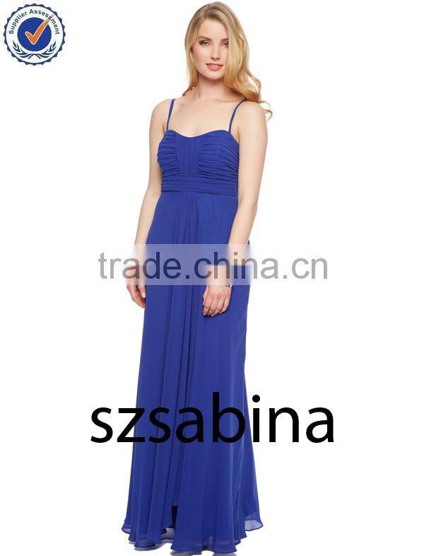 Newest Strapless Ruffle Royal Blue Floor length Bridesmaid Dresses Patterns bm00067