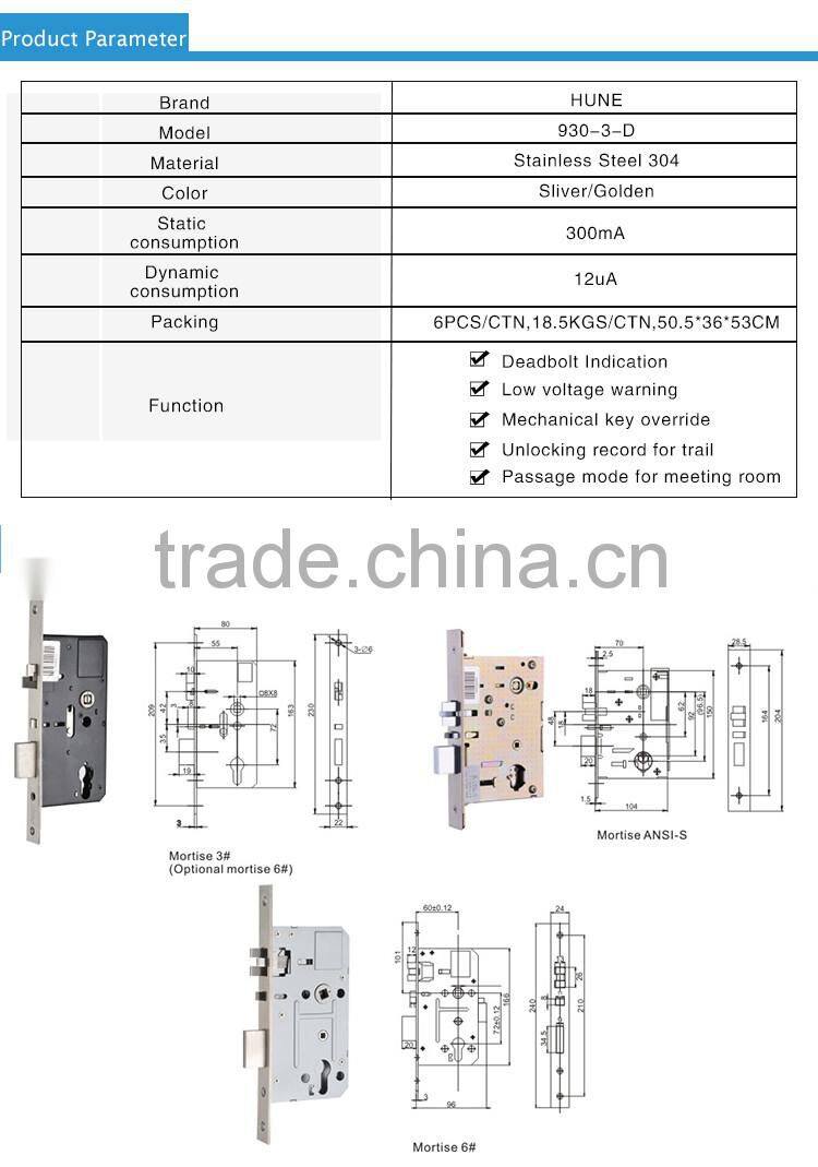 wholesale price keyless digital hotel card lock with left handle